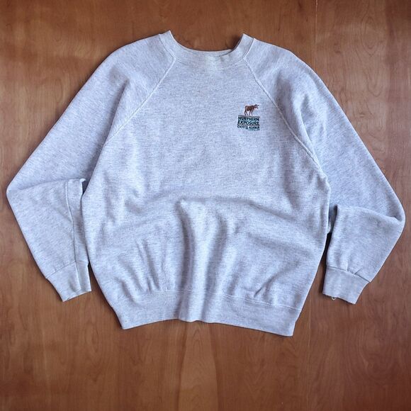 Vintage 90s Northern Exposure Sweatshirt L Crewneck Distressed Alaska Moose 1992 - Picture 15 of 15